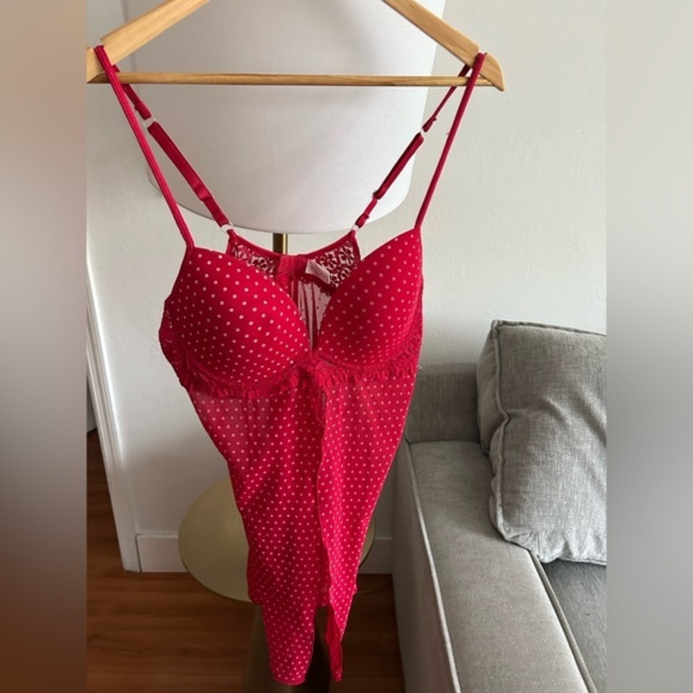 Y2K Red polka Dot Babydoll Top Fairy Coquette 36C